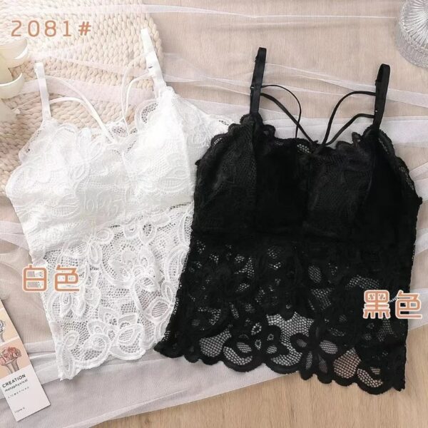 Camisoles for Women Lace Tank Top with Built In Bra Black Crop Top - Image 5