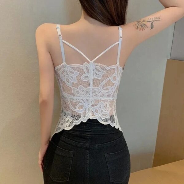 Camisoles for Women Lace Tank Top with Built In Bra Black Crop Top - Image 9