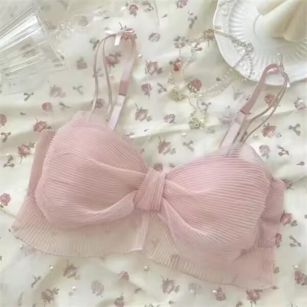 Cute Lace Bow Style Too Soft & Comfy Adjustable Straps Back Closure Bridal Padded Bra - Image 3