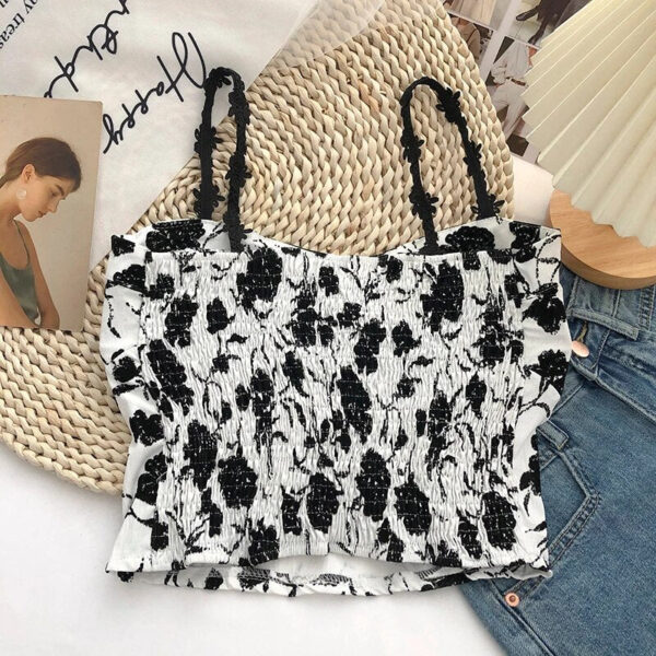New Bridal Soft Padded Floral Printed Spaghetti Top For Girls - Image 5