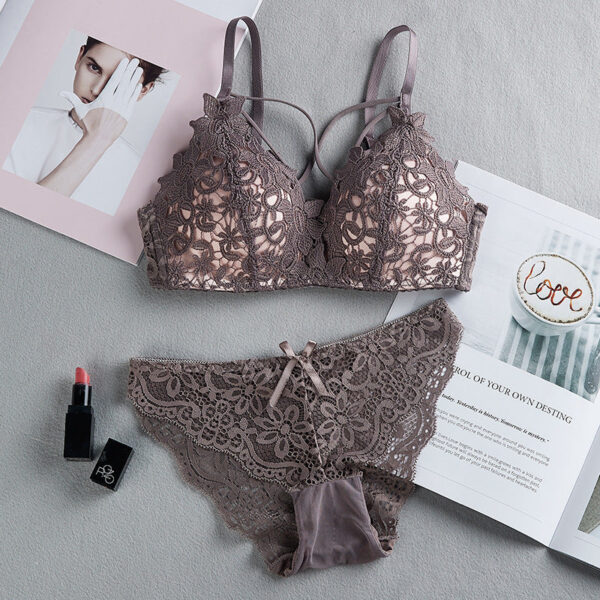 Women's Set Wire Free Push Up Lace Female Underwear Set Transparent Panty Set - Image 6