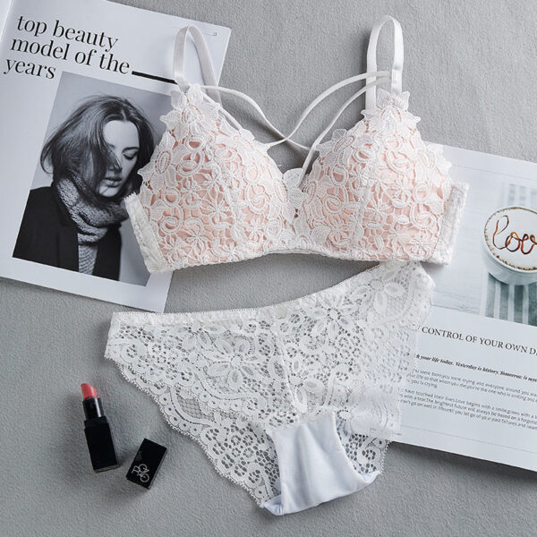 Women's Set Wire Free Push Up Lace Female Underwear Set Transparent Panty Set - Image 5