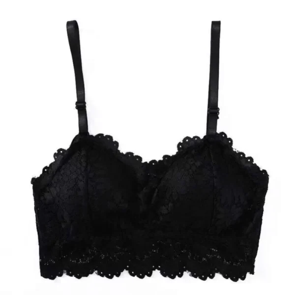 Pack Of 2 Lace V Neck Crochet Bralette Crop Tops Bra - Image 3