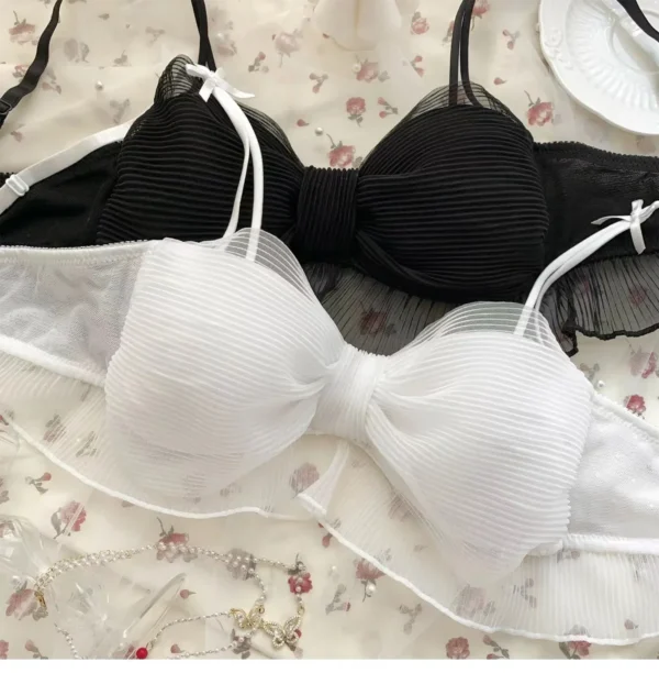 Cute Lace Bow Style Too Soft & Comfy Adjustable Straps Back Closure Bridal Padded Bra - Image 11