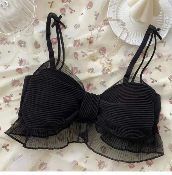 Cute Lace Bow Style Too Soft & Comfy Adjustable Straps Back Closure Bridal Padded Bra - Image 9