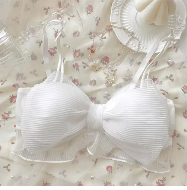 Cute Lace Bow Style Too Soft & Comfy Adjustable Straps Back Closure Bridal Padded Bra - Image 8