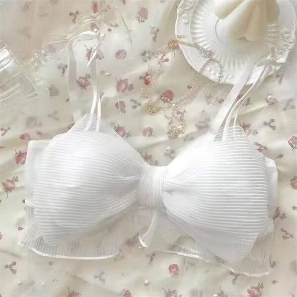 Cute Lace Bow Style Too Soft & Comfy Adjustable Straps Back Closure Bridal Padded Bra - Image 2